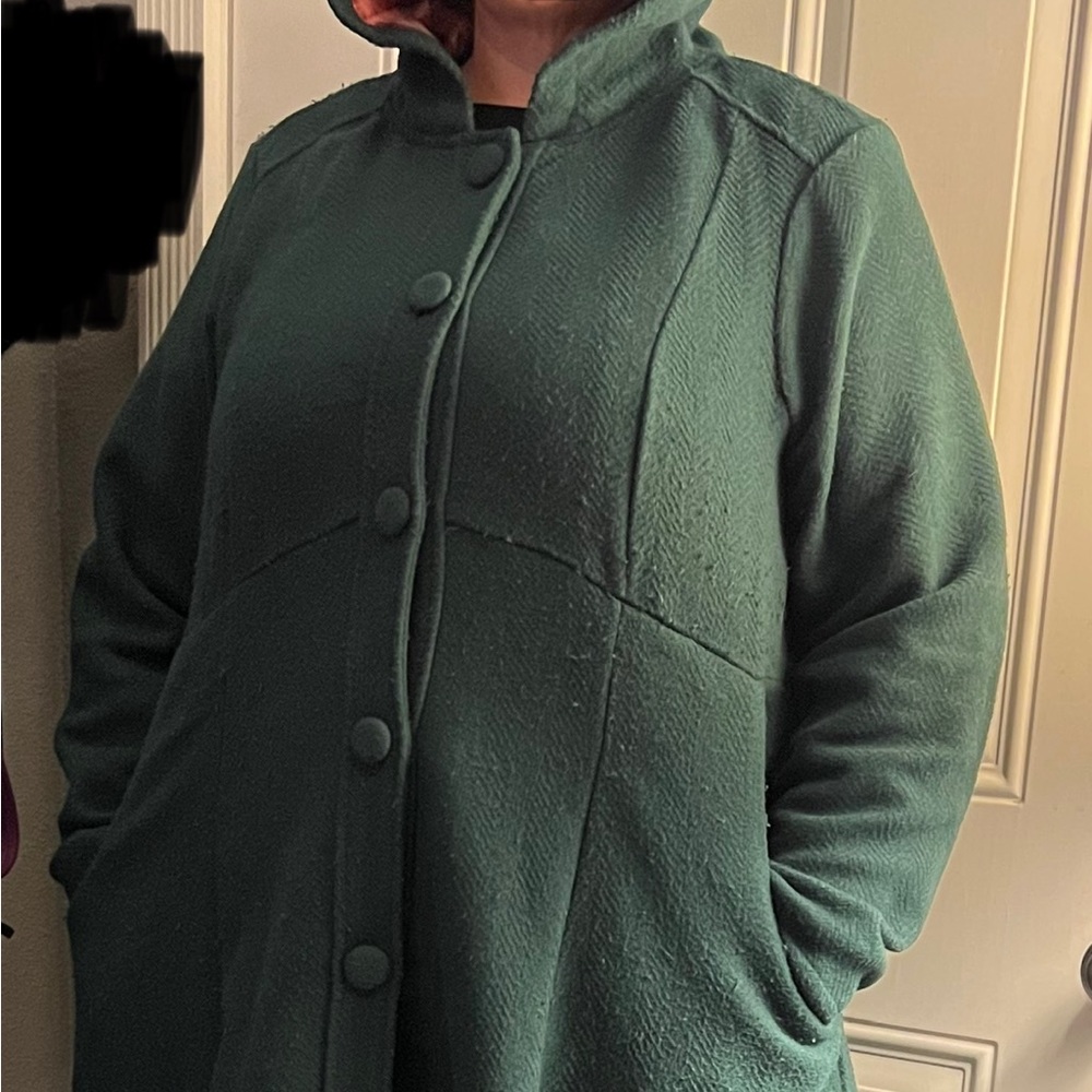 Forest green Peacoat with hood